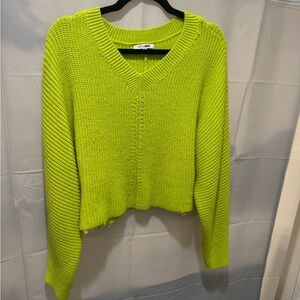 Fashion Nova Lime V-Neck Sweater